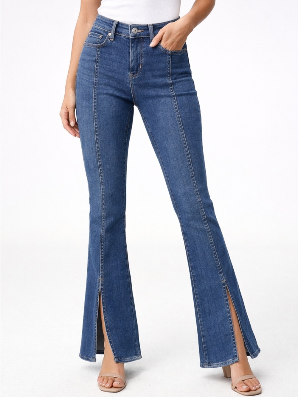 Women's Levi’s High-Rise Split Hem Flared Jeans - Blue jeans